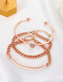 Fashion Rose Gold Alloy Zirconium Geometric Chain Bracelet Set