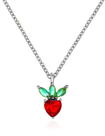 Fashion Silver Bronze Zirconium Fruit Strawberry Necklace