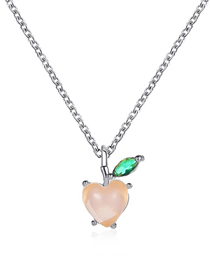 Fashion Silver Copper And Diamond Peach Necklace