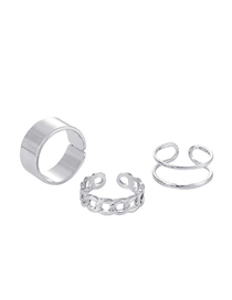 Fashion Ring White K12448 Alloy Geometric Cutout Chain Open Ring Set