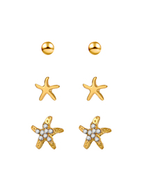 Fashion Starfish Stud Earrings 7725 Alloy Diamond Starfish Stud Earrings Set