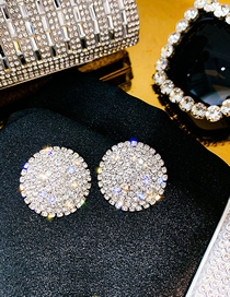 Fashion Round Alloy Diamond Round Stud Earrings