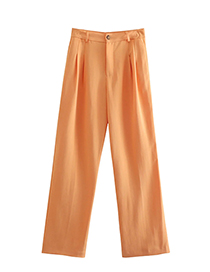 Fashion Orange Solid Single-button Straight-leg Trousers