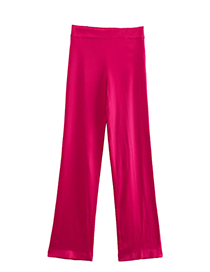 Fashion Rose Red Solid Color Straight Trousers