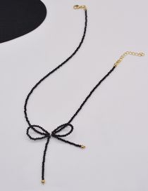Fashion Black Crystal Bow Necklace