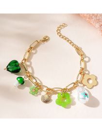Fashion Gold Alloy Glass Love Mushroom Pearl Bracelet