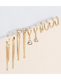 Fashion Gold Alloy Diamond Geometric Chain Hoop Set