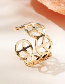 Fashion Gold Metal Geometric Cutout Peace Sign Ring