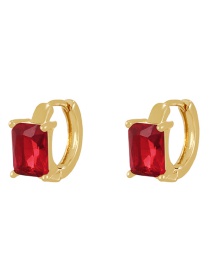 Fashion Red Copper Zircon Square Earrings