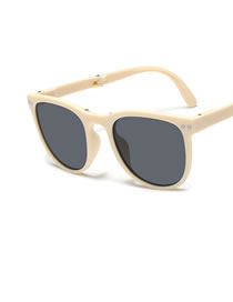 Fashion Beige And Gray Flakes Pc Square Large Frame Sunglasses