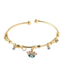 Fashion 3# Brass Gold Plated Diamond Eye Open Bracelet