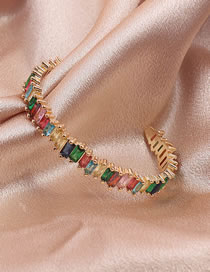 Fashion Color Zirconium Bracelet With Colored T Shape In Gold Plated Copper