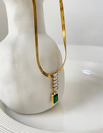 Fashion Gold Titanium Steel With Emerald Cubic Zirconia Snake Bone Chain Necklace