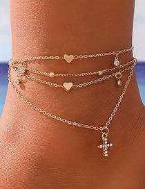 Fashion Rose Gold Alloy Geometric Love Double Anklet