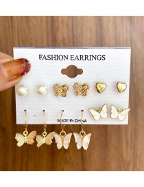 Fashion 4# Alloy Butterfly Heart Earrings Set