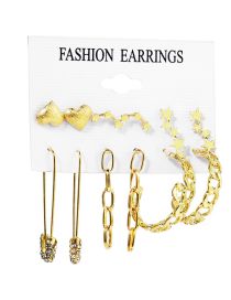 Fashion 6# Geometric Heart Star Pin Earrings Set
