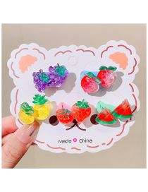 Fashion 9# Fruit 10-piece Set Of 6 (no Paper Card) Plastic Cartoon Fruit Hair Rope Set