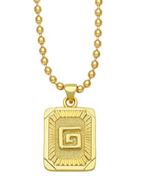 Fashion G Copper Gold Plated 26 Letter Square Necklace