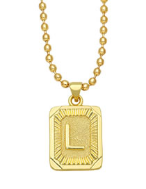 Fashion L Copper Gold Plated 26 Letter Square Necklace