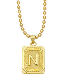 Fashion N Copper Gold Plated 26 Letter Square Necklace