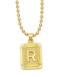 Fashion R Copper Gold Plated 26 Letter Square Necklace