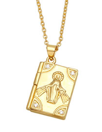 Fashion B Sterling Brass Virgin Notebook Necklace With Diamonds