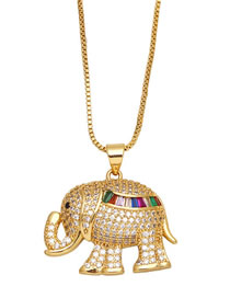 Fashion Elephant Bronze Zirconium Elephant Necklace