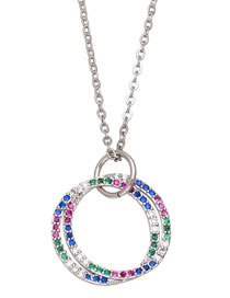 Fashion C (silver) Bronze Zirconium Ring Necklace