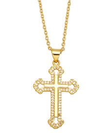 Fashion B Solid Copper Geometric Cross Necklace
