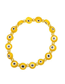 Fashion Yellow Solid Copper Geometric Eye Beaded Bracelet