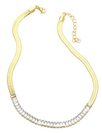 Fashion White Bronze Inlaid Zirconium Snake Bone Chain Necklace