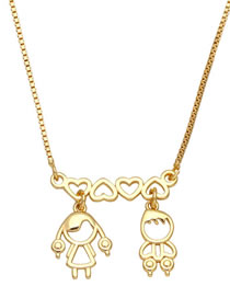Fashion B Pure Copper Boy And Girl Love Necklace