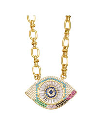 Fashion B Bronze Zirconium Eye Circle Necklace