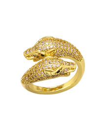 Fashion C Bronze Zirconium Panther Head Ring