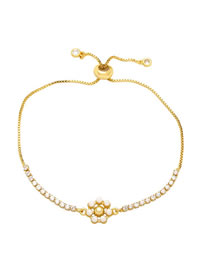 Fashion D Brass Diamond Claw Chain Set Pearl Geometric Bracelet