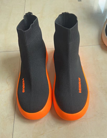Fashion Orange Round Toe Platform Knit Stretch Socks Fly Knit Shoes