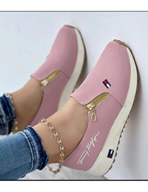 Fashion Pink Round Toe Pumps With Side Zipper