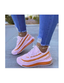 Fashion Orange Knitted Stretch Color-block Air Shoes