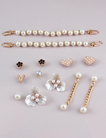 Fashion Accessories - Pearl Chain + Flower Set (without Shoes) Pvc Pearl Beaded Flower Heart Detachable Buckle