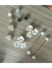 Fashion Accessories - Rhinestone Flower Set (without Chain) Pvc Diamond Pearl Flower Heart Detachable Buckle