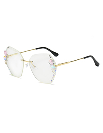 Fashion Lx-8816 [white] Alloy Diamond Large Square Frame Sunglasses