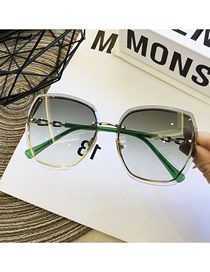 Fashion (gradient Green) Rimless Crystal Cut Polygon Sunglasses