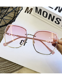 Fashion (pink) Rimless Crystal Cut Polygon Sunglasses