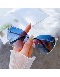 Fashion (ice Blue) 3d Diamond Sunglasses Butterfly Polygon Diamond Sunglasses