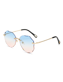 Fashion Lw [blue] Alloy Polygon Large Frame Sunglasses