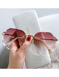 Fashion Lw [pink] Alloy Polygon Large Frame Sunglasses
