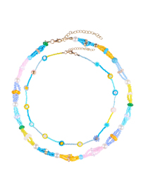 Fashion Necklace Resin Rice Beaded Multilayer Necklace