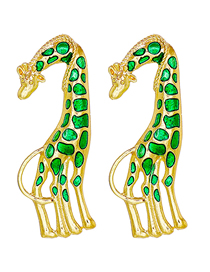 Fashion Gold Alloy Diamond Giraffe Stud Earrings