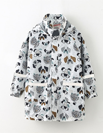 Fashion 7 Cute Dogs Blend Print Stand-up Tie Hood Coat