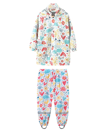 Fashion 1 Heart On White Blend Printed Stand Collar Hooded Jacket Trousers Set